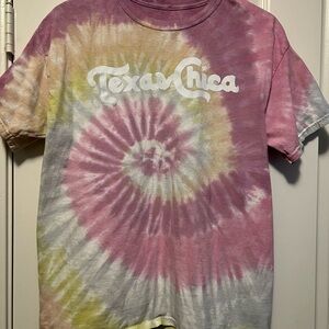 Texas Chica Spiral Tie-Dye Tee - Purple and Yellow